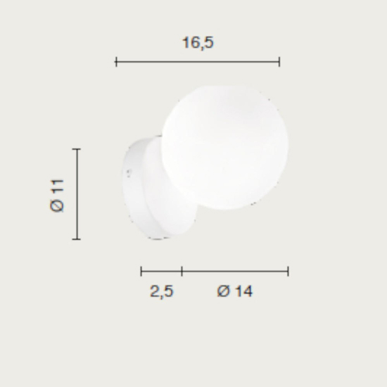 Ondaluce pallina applique camera da letto nera sfera vetro trasparente