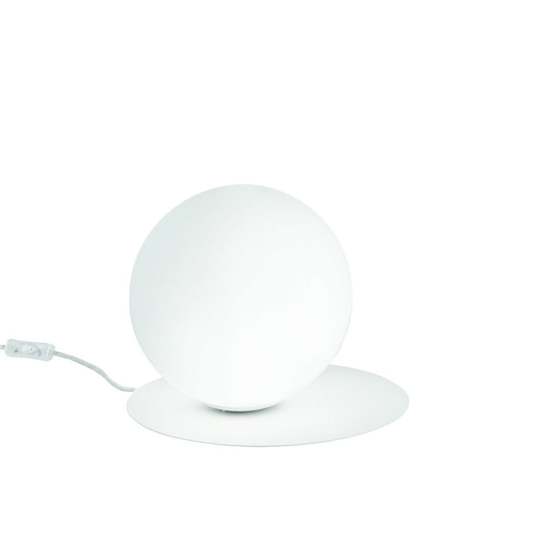 Lampada da tavolo snail ondaluce metallo bianco boccia vetro bianco