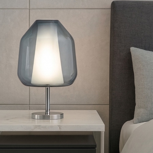 Lampada da comodino vetro blu cromo moderna toplight