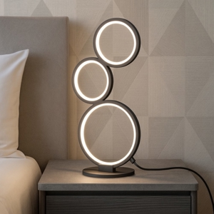 Abat-jour lampada da comodino moderna nera led 17w 3000k