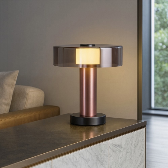 Lampada da tavolo oro rosa design moderna fume per camera daletto