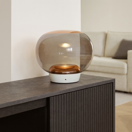 Lampada da tavolo moderna vetro rame le mariee stilnovo