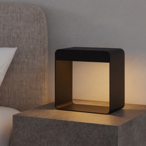 Lampada portatile abat jour linea light dama nero moderna