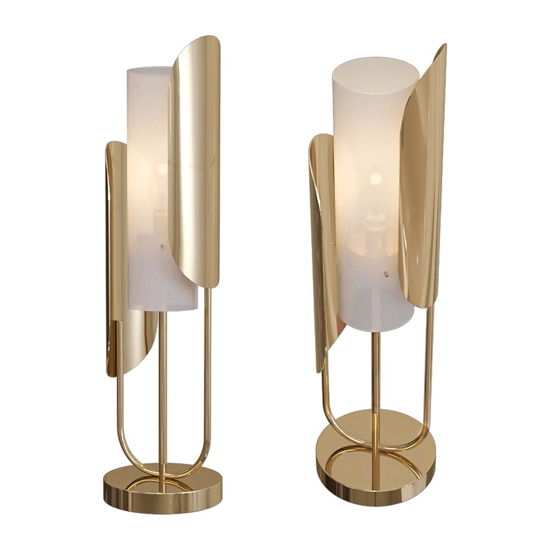 Maytoni lampada da tavolo cipresso oro ottone vetro bianco per salone