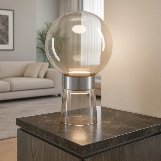 Lampada da tavolo in vetro miloox jotto design moderna Lampada da tavolo in vetro miloox jotto design moderna