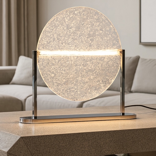Maytoni mangata lampada da tavolo per soggiorno vetro cromo led 7w 3000k dimmerabile