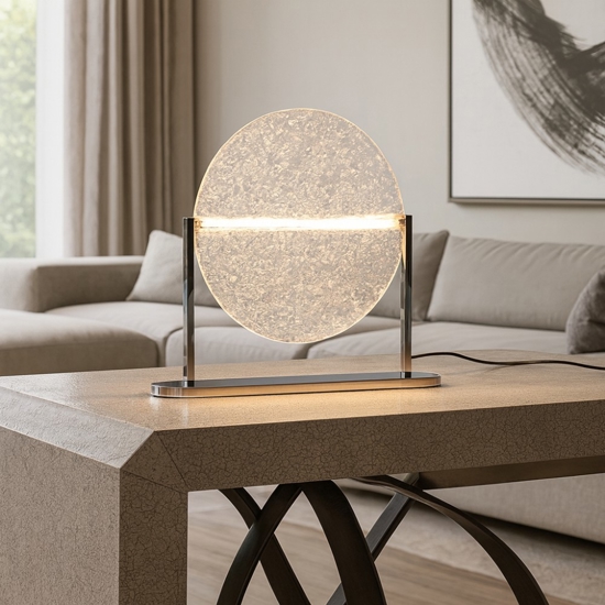 Maytoni mangata lampada da tavolo per soggiorno vetro cromo led 7w 3000k dimmerabile