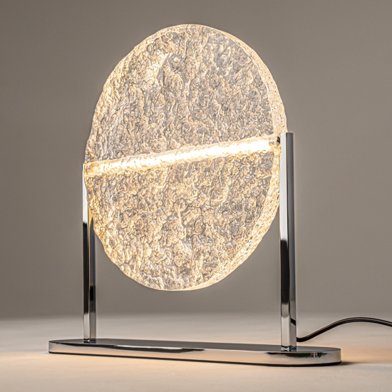 Maytoni mangata lampada da tavolo per soggiorno vetro cromo led 7w 3000k dimmerabile