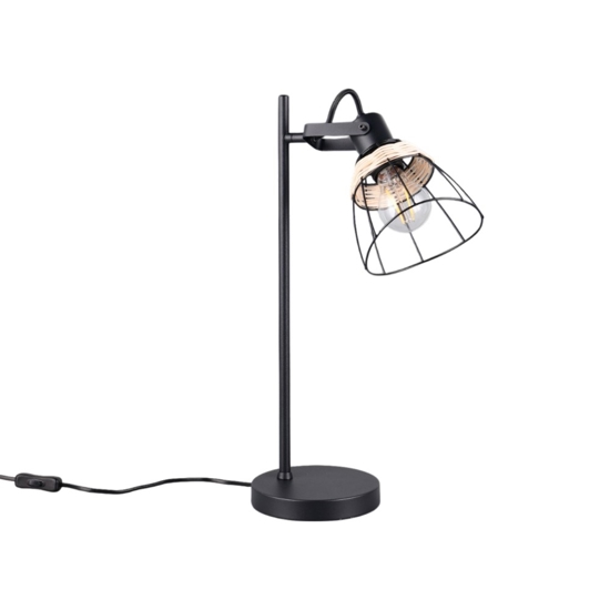 Lampada da tavolo orientabile per ufficio nero reticolo rattan