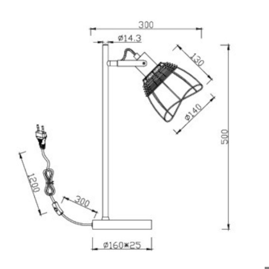 Lampada da tavolo orientabile per ufficio nero reticolo rattan
