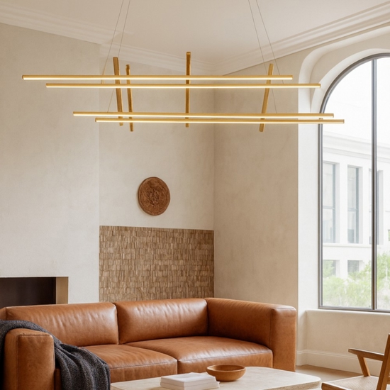 Movida ondaluce lampadario moderno oro led 3000k dimmerabile