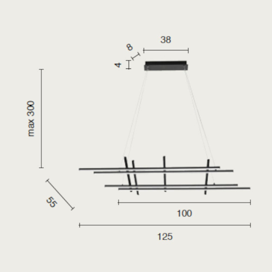 Movida ondaluce lampadario moderno oro led 3000k dimmerabile