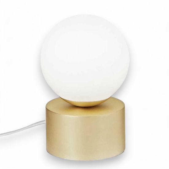 Abat-jour da comodino ideal lux perlage tl1 metallo ottone vetro bianco
