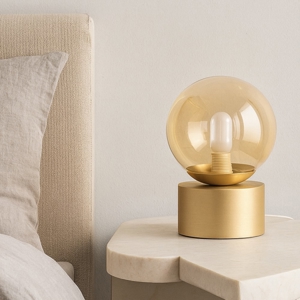 Perlage tl1 ideal lux abat-jour da comodino camera da letto sfera ventro ambra