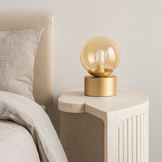 Perlage tl1 ideal lux abat-jour da comodino camera da letto sfera ventro ambra