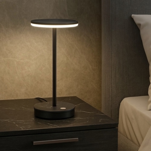 Lampada da comodino moderna nera led 9w 3000k linea light gemini tab