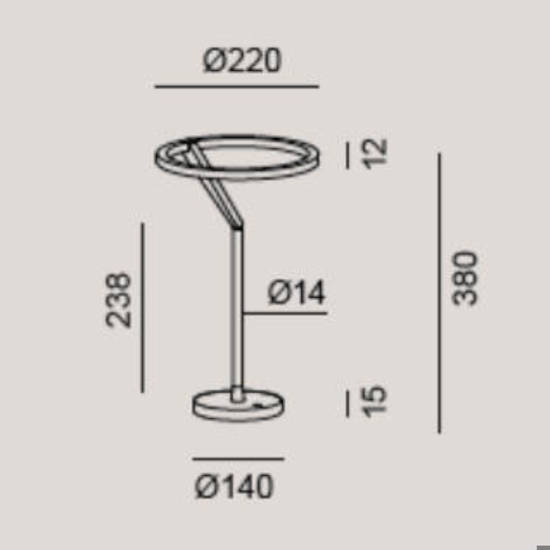 Vivida meridiana lampada da tavolo bronzo led 15w dimmerabile 3000k 4000k