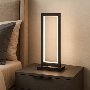 Abat-jour lampada da comodino nera led 12w 3000k design