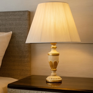 Firenze tl1 ideal lux abat-jour da comodino camera da letto bianca e oro