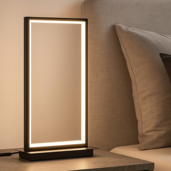Abat-jour lampada da comodino moderna led 3200k rettangolare nera Abat-jour lampada da comodino moderna led 3200k rettangolare nera