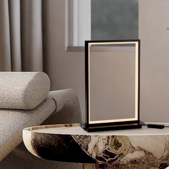 Abat-jour lampada da comodino moderna led 3200k rettangolare nera Abat-jour lampada da comodino moderna led 3200k rettangolare nera
