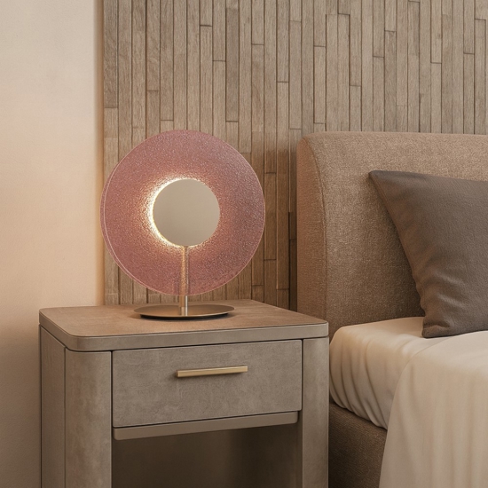Abat jour per cameretta ondaluce lt candy vetro rosa led moderna