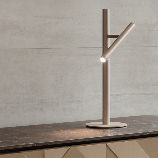 Gea luce glst40 lampada da tavolo led orientabili 3000k tortora
