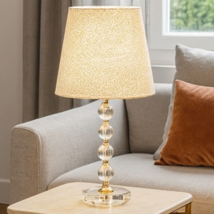 Queen tl1 big lampada da tavolo paralume tessuto glitter oro ideal lux