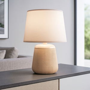 Lampada da tavolo kali'-2 tl1 ideal lux ceramica paralume rosa chiaro