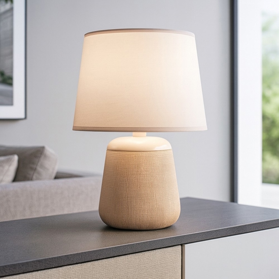 Lampada da tavolo kali'-2 tl1 ideal lux ceramica paralume rosa chiaro Lampada da tavolo kali'-2 tl1 ideal lux ceramica paralume rosa chiaro