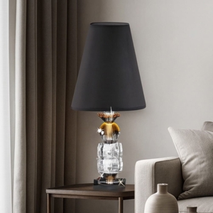 Visualizza i dettagli per Lampada da tavolo in cristallo paralume nero Lampada da tavolo in cristallo paralume nero
