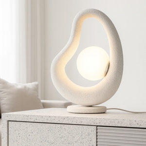 Maytoni opus lampada da tavolo bianca effetto pietra