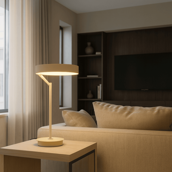 Lampada da tavolo led biemissione criseide gea luce verde salvia