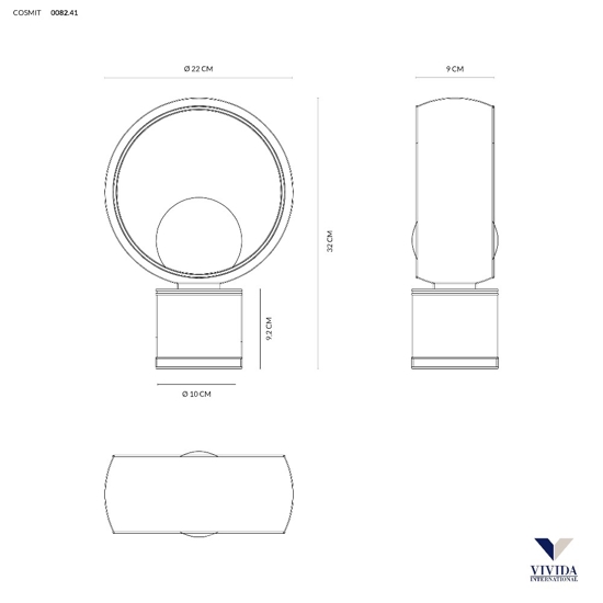 Cosmit vivida h32cm abat-jour nera design moderna
