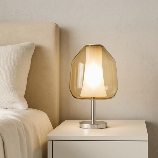 Top light abat-jour per camera da letto moderna vetro ambra