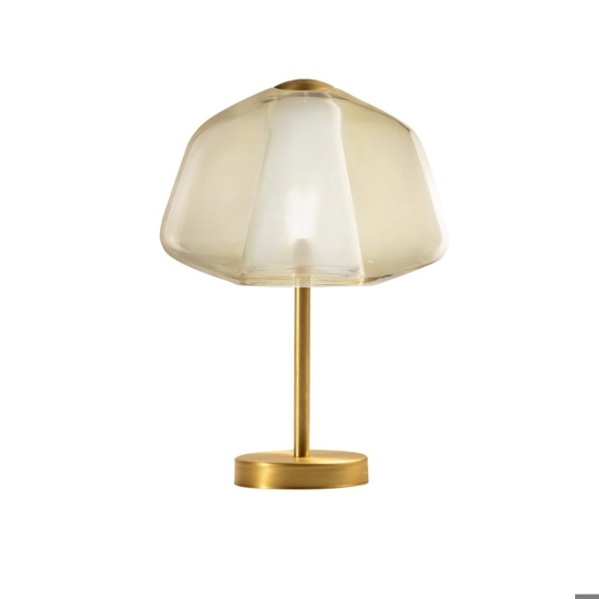 Abat jour da comodino toplight double skin moderna oro vetro ambra