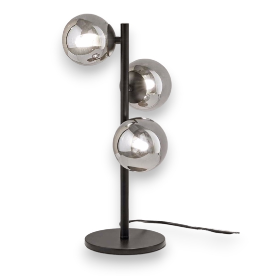 Ideal lux perlage tl3 lampada da tavolo tre luci sfere fume' metallo nero Ideal lux perlage tl3 lampada da tavolo tre luci sfere fume' metallo nero
