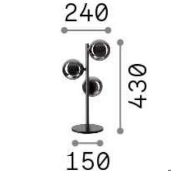 Ideal lux perlage tl3 lampada da tavolo tre luci sfere fume' metallo nero Ideal lux perlage tl3 lampada da tavolo tre luci sfere fume' metallo nero