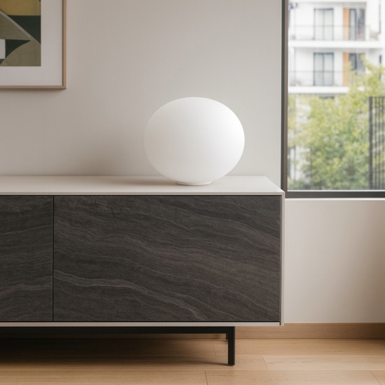 Ideal lux smarties tl1 d40 lampada da tavolo 40 cm sfera vetro