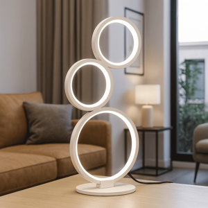 Lampada da tavolo cerchi moderna led 17w 3000k bianca dimmerabile