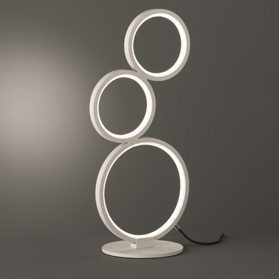 Lampada da tavolo cerchi moderna led 17w 3000k bianca dimmerabile