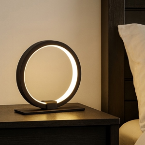Abat-jour nera lampada da comodino per camera da letto moderna