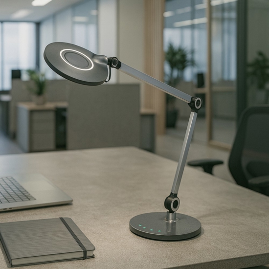 Lampada da scrivania disk perenz antracite led 9w cct dimmerabile