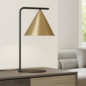 Lampada da tavolo nero cono oro ottone narices eglo