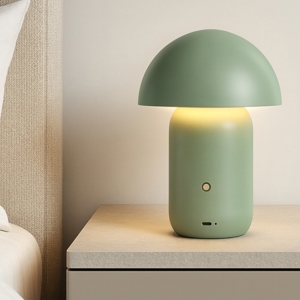 Lampada da comodino fungo moderna portatile verde usb ricaricabile