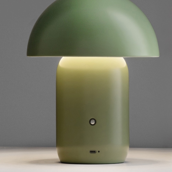 Lampada da comodino fungo moderna portatile verde usb ricaricabile