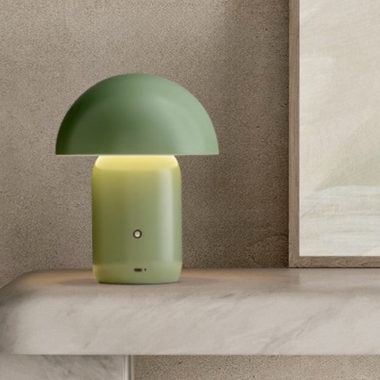 Lampada da comodino fungo moderna portatile verde usb ricaricabile
