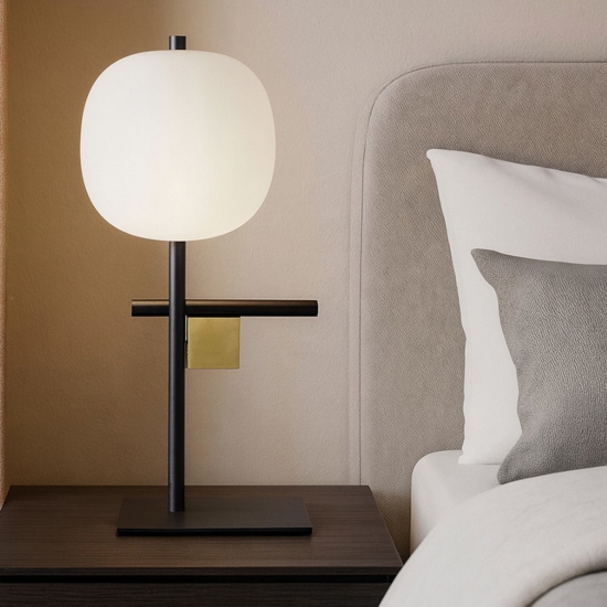 Lampada da comodino miloox nera nero oro stile contemporaneo