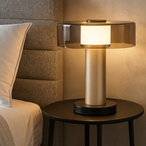 Abat jour da comodino design oro sabbiato per camera da letto