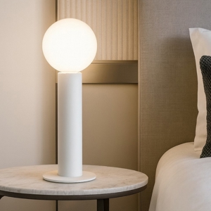 Birba tab linea light abat-jour lampada da comodino bianca moderna